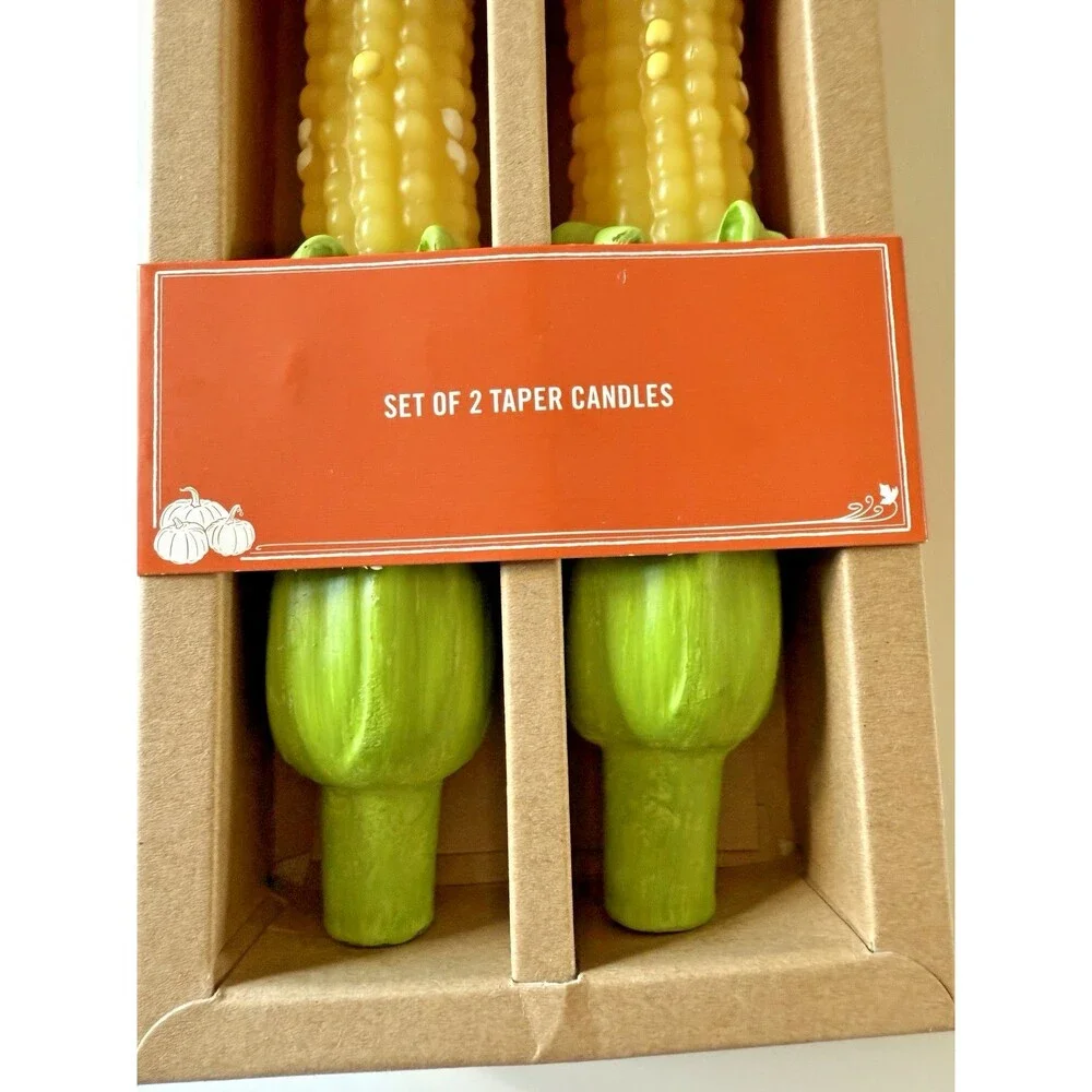 Martha Stewart Corn on the Cob Taper Pillar Candles Set of 2 Unique Thanksgiving